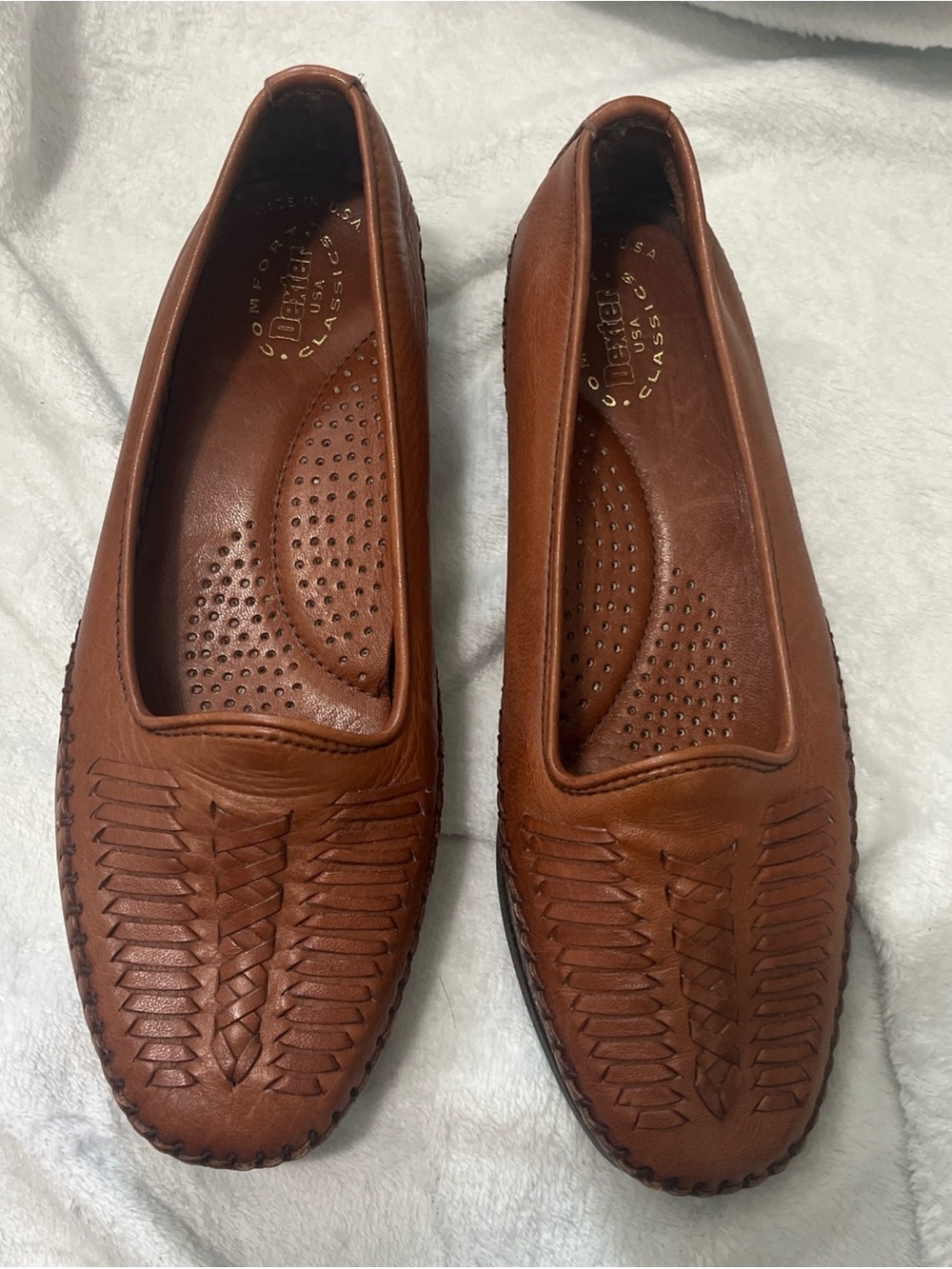 Dexter Brown Leather Woven Women’s Loafers